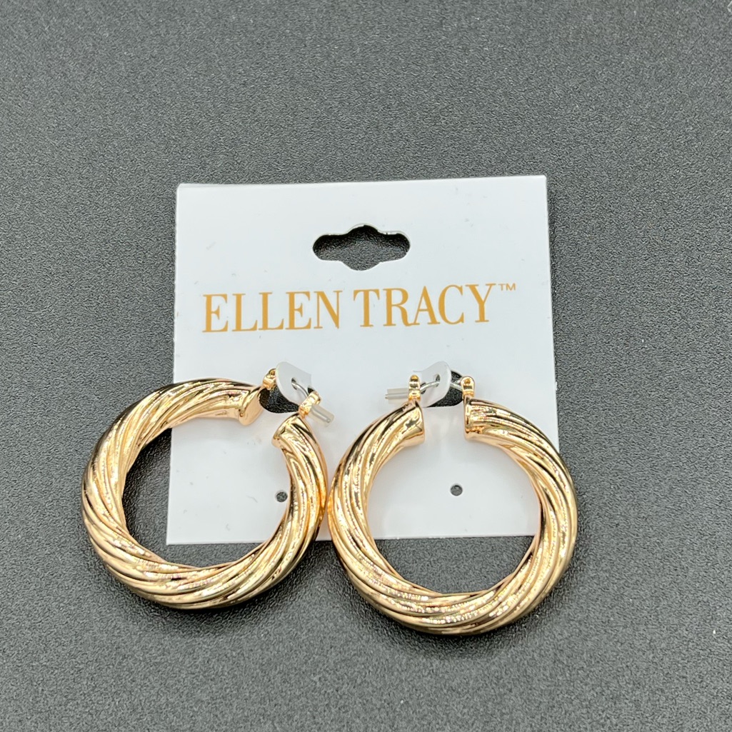 Ellen Tracy Twist Hoop Earrings 8$